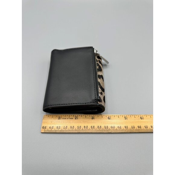 Michael Kors Jet Set Charm Black Leather and Leopard Print Calf Hair Wallet NEW - Picture 14 of 15